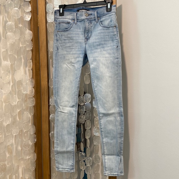Womens Express Light Blue Skinny Jeans